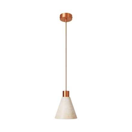 Suspended lamp with wooden conical lampshade