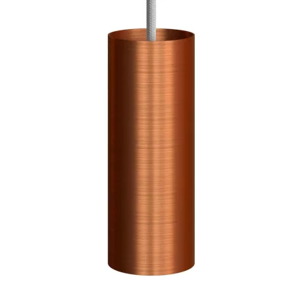 Suspended lamp with textile cable, Tub-E14 lampshade and metal details