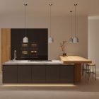 Suspended lamp with textile cable and ceramic Bell M lampshade - Made in Italy - Bulb included