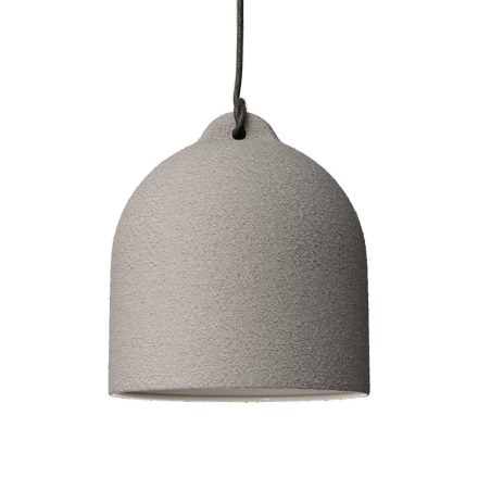 Suspended lamp with textile cable and ceramic Bell M lampshade - Made in Italy - Bulb included