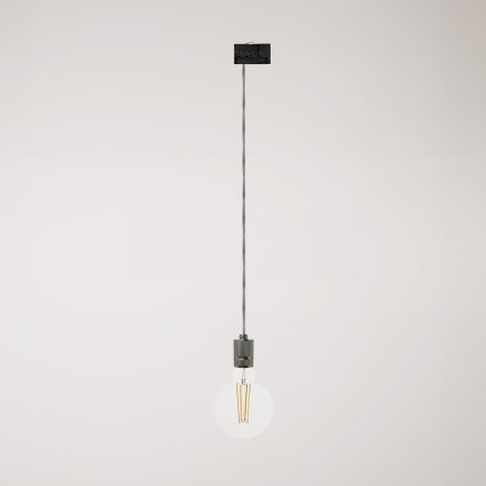 Suspended lamp with knurled aluminum lamp holder for rail