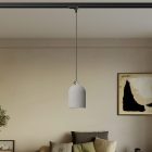 Rail-mounted lamp with ceramic mini Campana lampshade