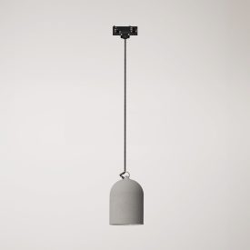 Rail-mounted lamp with ceramic mini Campana lampshade