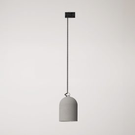 Rail-mounted lamp with ceramic mini Campana lampshade