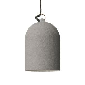   Suspended lamp with textile cable and lampshade Mini Bell XS ceramic lampshade - Made in Italy - Bulb included