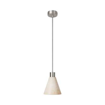 Suspended lamp with wooden conical lampshade