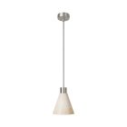 Suspended lamp with wooden conical lampshade