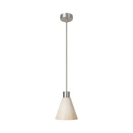 Suspended lamp with wooden conical lampshade