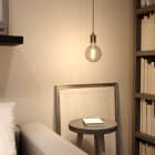 Suspended lamp with textile cable and metal details - Made in Italy - Bulb included