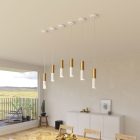 Suspended lamp with fabric cables and Tub-E14 double lampshade