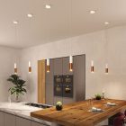 Suspended lamp with fabric cables and Tub-E14 double lampshade