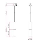 Track-mounted pendant lamp Tub-E14 with double shade