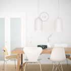 Suspended lamp with textile cable and Bell XL ceramic lampshade - Made in Italy - Bulb included