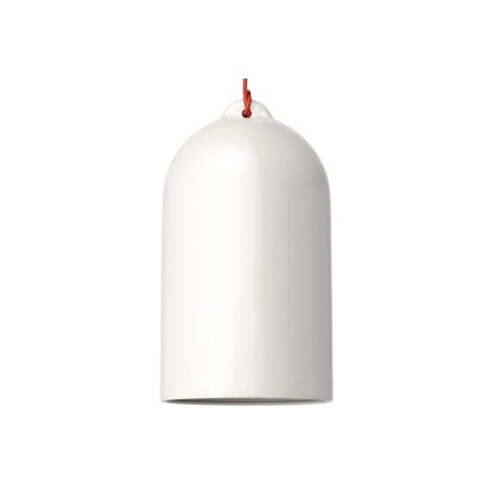 Suspended lamp with textile cable and Bell XL ceramic lampshade - Made in Italy - Bulb included