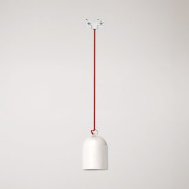 Rail-mounted lamp with ceramic mini Campana lampshade