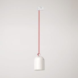 Rail-mounted lamp with ceramic mini Campana lampshade