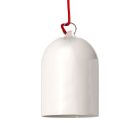 Suspended lamp with textile cable and lampshade Mini Bell XS ceramic lampshade - Made in Italy - Bulb included