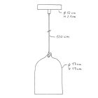 Suspended lamp with textile cable and lampshade Mini Bell XS ceramic lampshade - Made in Italy - Bulb included