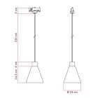 Track-mounted pendant lamp with conical wooden shade