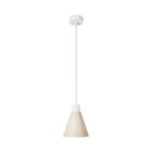 Suspended lamp with wooden conical lampshade