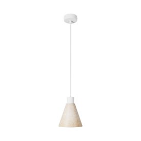 Suspended lamp with wooden conical lampshade