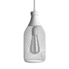 Suspended lamp with textile cable, Jeroboam bottle lampshade and metal details - Made in Italy - With bulb