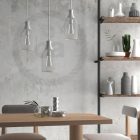 Suspended lamp with textile cable, Jeroboam bottle lampshade and metal details - Made in Italy - With bulb