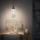 Suspended lamp with textile cable, Jeroboam bottle lampshade and metal details - Made in Italy - With bulb