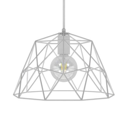  Hanging lamp with textile cable, dome lampshade and metal details - Made in Italy - Bulb included
