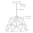 Suspended lamp with textile cable, dome lampshade and metal details - Made in Italy - Bulb included