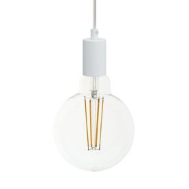   Suspended lamp with textile cable and monochrome metal details - Made in Italy - Bulb included