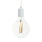 Suspended lamp with textile cable and monochrome metal details - Made in Italy - Bulb included