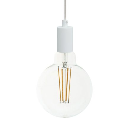 Suspended lamp with textile cable and monochrome metal details - Made in Italy - Bulb included