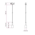 Rail-mounted pendant lamp with 7 cm cable clamp