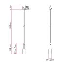 Rail-mounted pendant lamp with 7 cm cable clamp