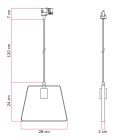 Suspended lamp with Duedì shade Rail base