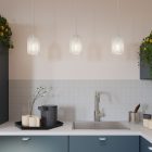 Suspended lamp with textile cable, Ghostbell lampshade and metal details - Made in Italy - Bulb included