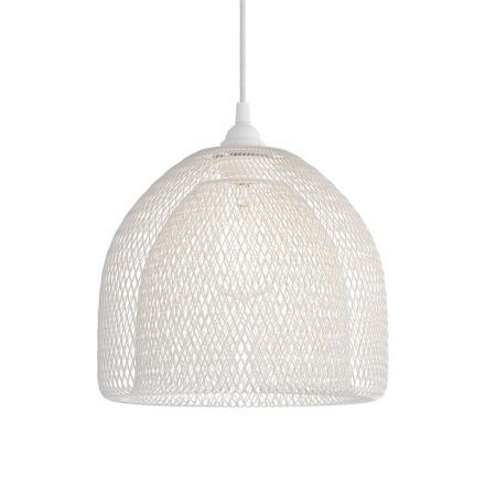 Suspended lamp with textile cable, Ghostbell XL cage lampshade and metal details - Made in Italy - Bulb included