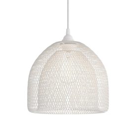   Suspended lamp with textile cable, Ghostbell XL cage lampshade and metal details - Made in Italy - Bulb included