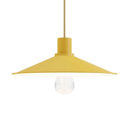 Italian-made pendant lamp with fabric cable, Swing Pastel lampshade and metal finish