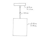 Suspended lamp with textile cable, cylindrical fabric lampshade and metal details - Made in Italy - Bulb included