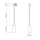 Suspended lamp Tub-E14 with shade for rail