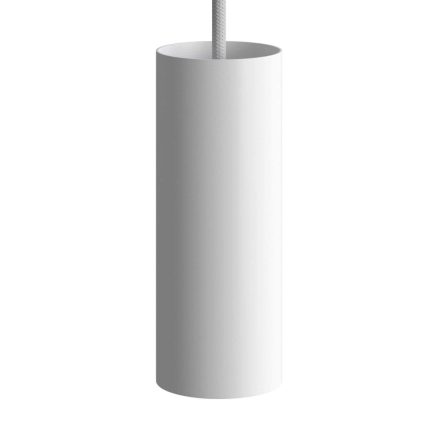  Hanging lamp with textile cable, Tub-E14 lampshade and metal details - Made in Italy - Including bulb