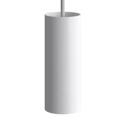 Suspended lamp with textile cable, Tub-E14 lampshade and metal details