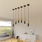Suspended lamp with fabric cables and Tub-E14 double lampshade