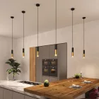 Suspended lamp with fabric cables and Tub-E14 double lampshade