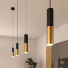 Suspended lamp with fabric cables and Tub-E14 double lampshade