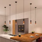 Suspended lamp with fabric cables and Tub-E14 double lampshade
