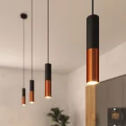 Suspended lamp with fabric cables and Tub-E14 double lampshade