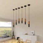 Suspended lamp with fabric cables and Tub-E14 double lampshade